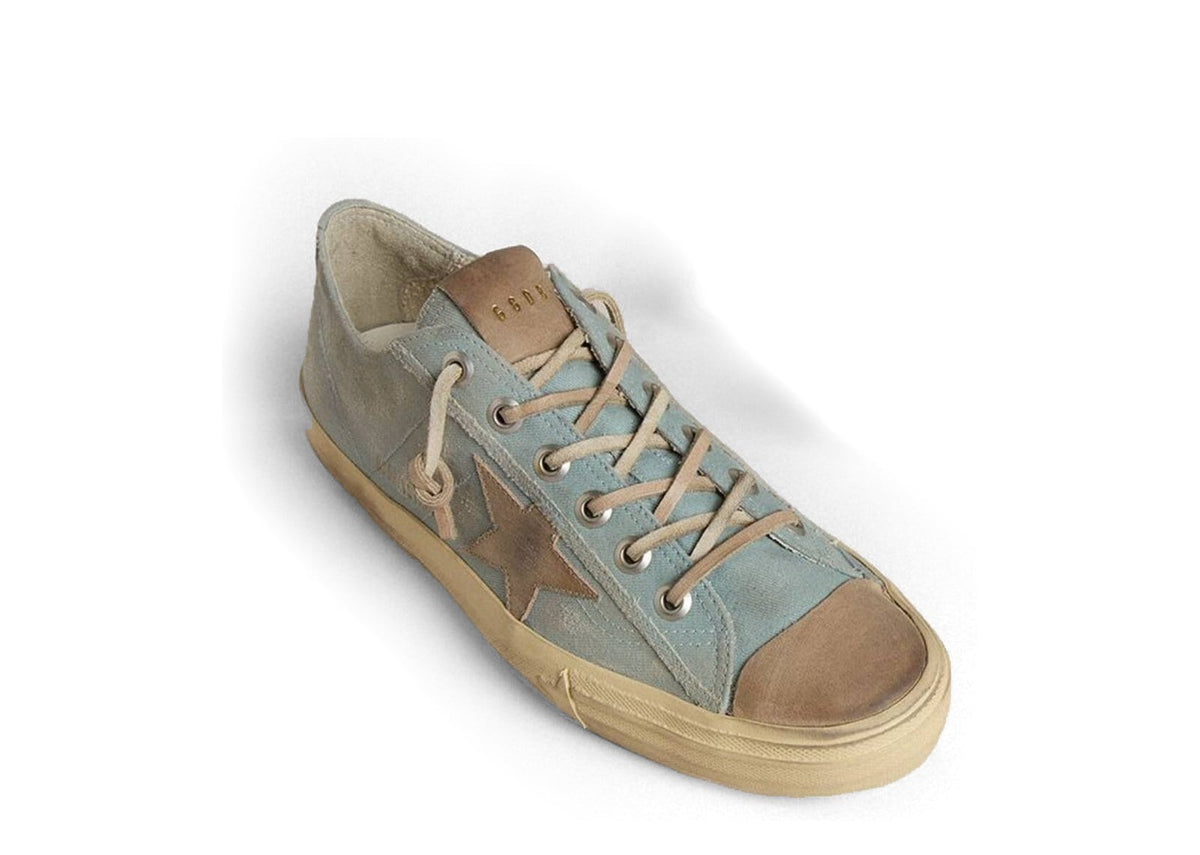 Golden Goose V-Star Light Blue Leather Beige Star