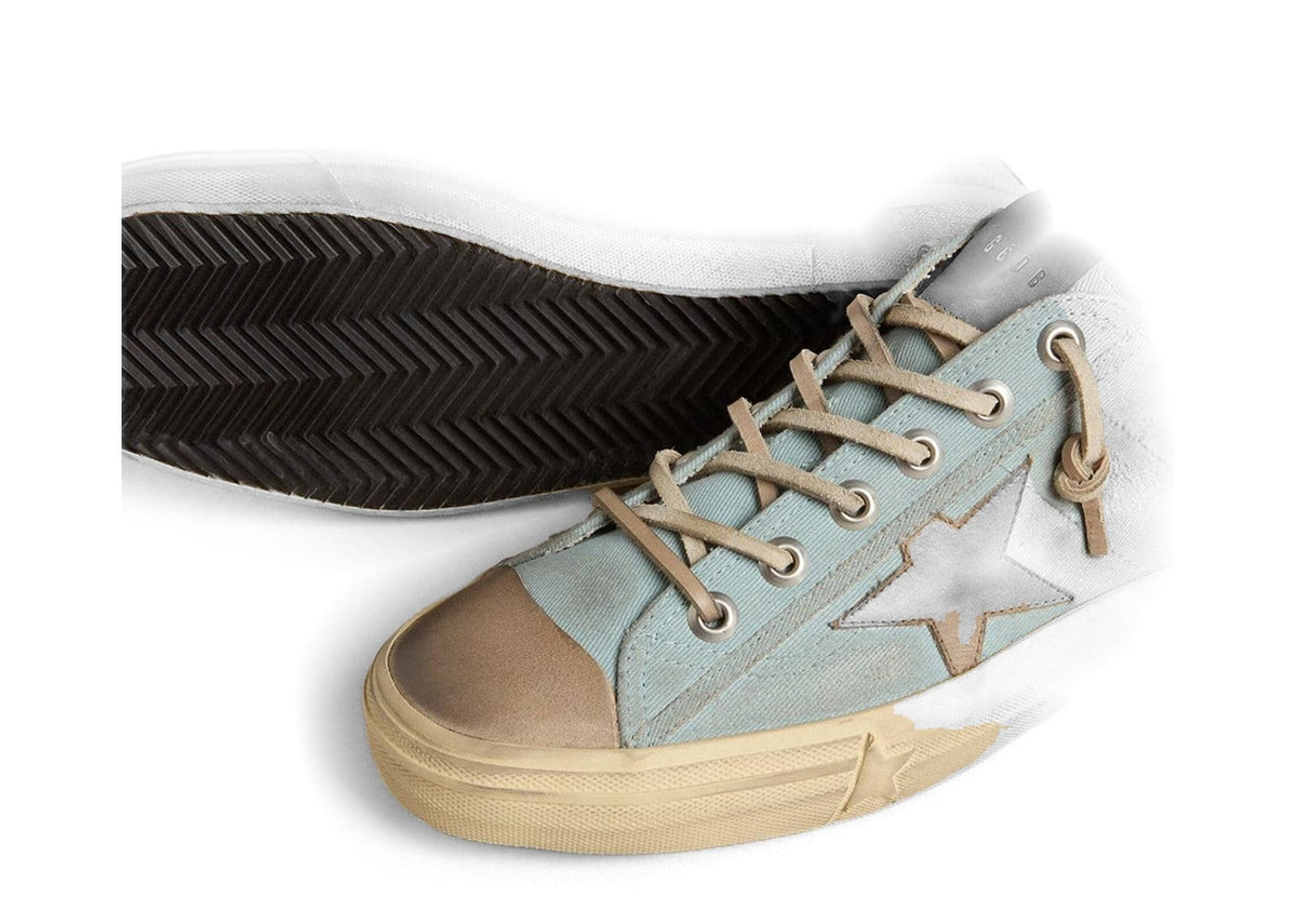 Golden Goose V-Star Light Blue Leather Beige Star