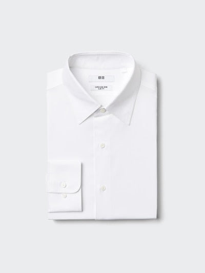 UNIQLO Men's Super Non-Iron Slim Fit Shirt (Regular Collar) - 00 WHITE