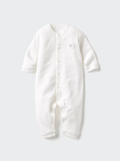 UNIQLO Babies' Newborn Ribbed One Piece Outfit (Long Sleeve) - 00 WHITE