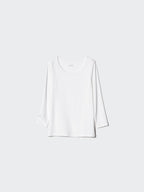 UNIQLO Kids' HEATTECH Scoop Neck T-Shirt (Long Sleeve) - 00 WHITE