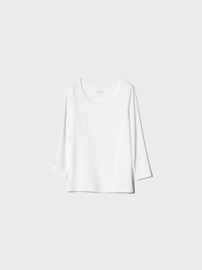 UNIQLO Kids' HEATTECH Scoop Neck T-Shirt (Long Sleeve) - 00 WHITE