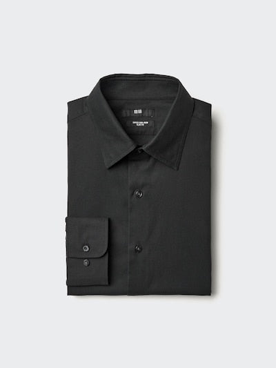 UNIQLO Men's Super Non-Iron Slim Fit Shirt (Regular Collar) - 09 BLACK