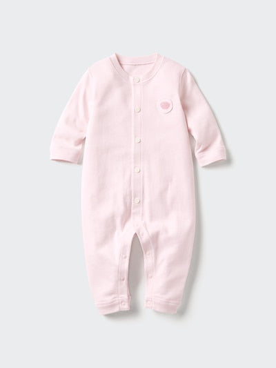 UNIQLO Babies' Newborn Ribbed One Piece Outfit (Long Sleeve) - 10 PINK