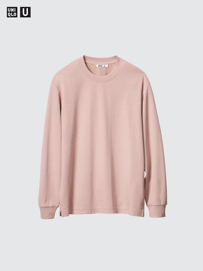 UNIQLO AIRism Cotton Crew Neck T-Shirt (Long Sleeve) - 12 PINK