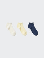 UNIQLO Kids' Short Socks (Frill, 3 Pairs) - 40 CREAM