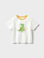 UNIQLO Babies' AIRism Cotton Crew Neck T-Shirt (Dinosaur) - 44 YELLOW