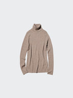 UNIQLO Women's 100% Merino Ribbed Turtleneck Jumper - 01 OFF WHITE
