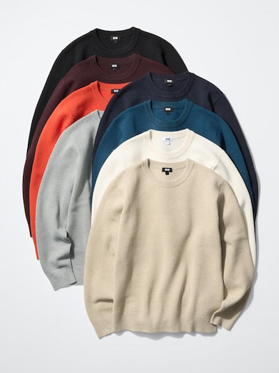 UNIQLO Washable Milano Ribbed Crew Neck Jumper - 38 DARK BROWN