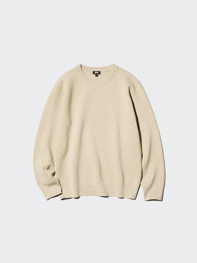 UNIQLO Washable Milano Ribbed Crew Neck Jumper - 38 DARK BROWN
