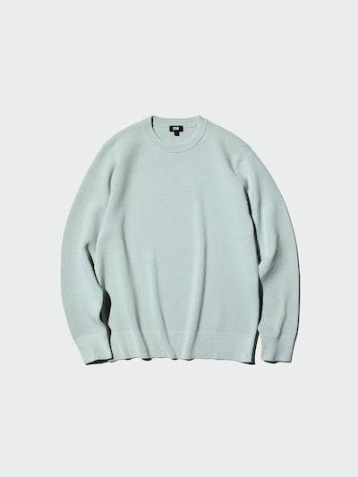 UNIQLO Unisex Washable Milano Ribbed Crew Neck Jumper - 64 BLUE