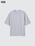 UNIQLO Unisex AIRism Cotton Oversized Crew Neck T-Shirt - 02 LIGHT GREY