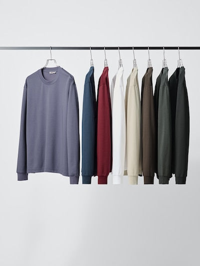 UNIQLO AIRism Cotton Crew Neck T-Shirt (Long Sleeve) - 12 PINK