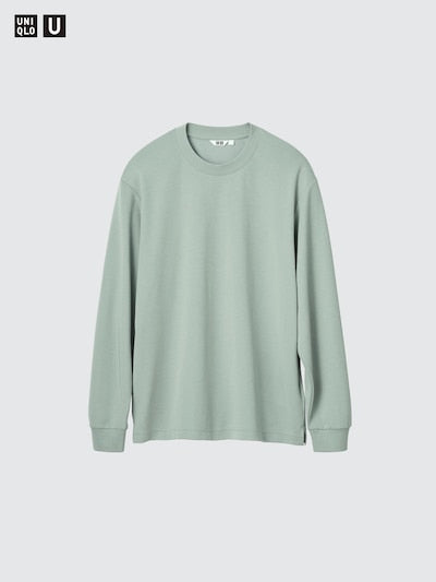 UNIQLO Unisex AIRism Cotton Crew Neck T-Shirt (Long Sleeve) - 70 LIGHT PURPLE