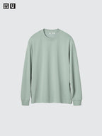 UNIQLO Unisex AIRism Cotton Crew Neck T-Shirt (Long Sleeve) - 68 BLUE
