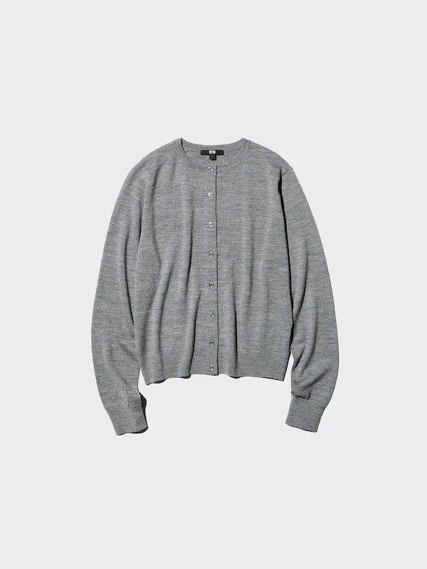 UNIQLO 100% Merino Crew Neck Cardigan - 12 PINK