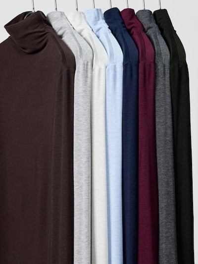 UNIQLO Women's HEATTECH Extra Warm Cashmere Blend Turtleneck T-Shirt - 14 RED