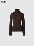 UNIQLO Women's HEATTECH Extra Warm Cashmere Blend Turtleneck T-Shirt - 30 NATURAL