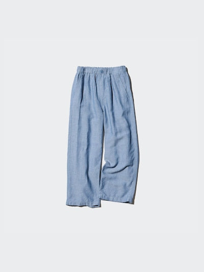 UNIQLO Kids' Linen Blend Wide Trousers - 09 BLACK