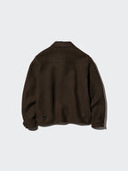 UNIQLO Men's Single Collar Short Blouson - 39 DARK BROWN