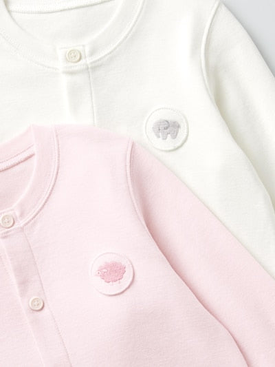 UNIQLO Babies' Newborn Ribbed One Piece Outfit (Long Sleeve) - 10 PINK