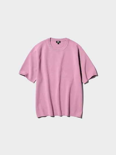 UNIQLO Unisex Washable Milano Ribbed Knitted T-Shirt - 11 PINK