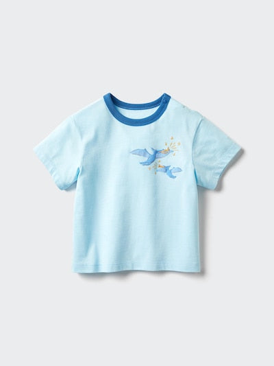 UNIQLO Babies' AIRism Cotton Crew Neck T-Shirt (Dinosaur) - 65 BLUE