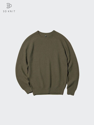 UNIQLO Unisex Washable 3D Knit Seamless Crew Neck Jumper - 62 BLUE