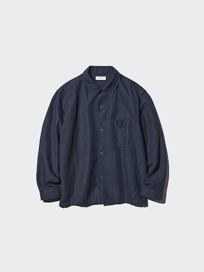 UNIQLO Men's Cotton Linen Blend Shirt Jacket - 57 OLIVE