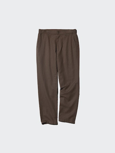 UNIQLO Men's Linen Blend Relaxed Trousers - 57 OLIVE