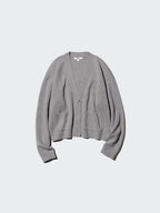 UNIQLO Women's Smooth Cotton V Neck Cardigan - 30 NATURAL