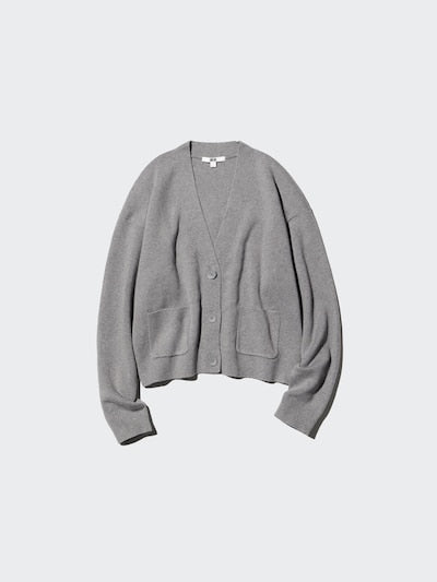 UNIQLO Women's Smooth Cotton V Neck Cardigan - 30 NATURAL
