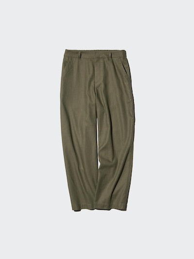 UNIQLO Women's Linen Cotton Tapered Trousers - 57 OLIVE