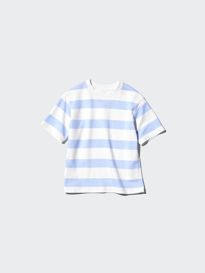 UNIQLO Kids' AIRism Cotton Crew Neck T-Shirt (Striped) - 61 BLUE