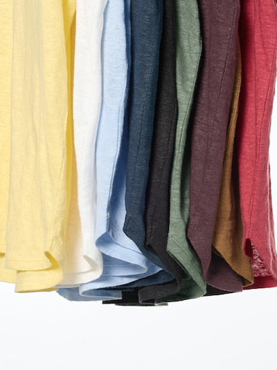 UNIQLO Women's 100% Linen V Neck T-Shirt - 42 YELLOW