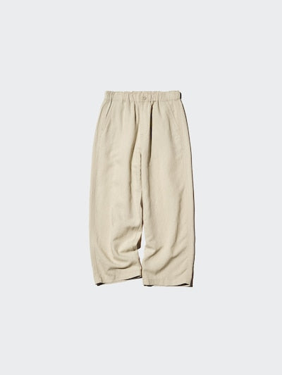 UNIQLO Kids' Linen Blend Wide Trousers - 09 BLACK