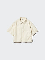 UNIQLO Women's Denim Boxy Shirt (Half Sleeve) - 69 NAVY