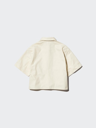 UNIQLO Women's Denim Boxy Shirt (Half Sleeve) - 30 NATURAL