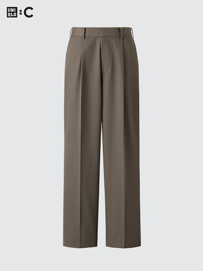 UNIQLO Unisex Pleated Wide Tapered Trousers - 09 BLACK