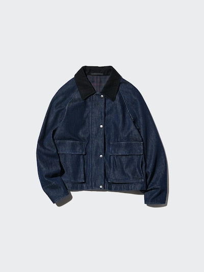 UNIQLO Women's Utility Short Jacket (Denim) - 69 NAVY