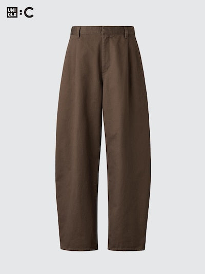 UNIQLO Unisex Barrel Leg Trousers - 34 BROWN