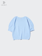 UNIQLO Women's 3D Knit Seamless Cotton Crew Neck Jumper (Short Sleeve) - 38 DARK BROWN