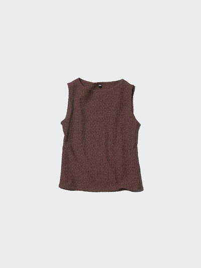 UNIQLO Shirring Boat Neck T-Shirt (Sleeveless) - 00 WHITE