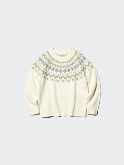 UNIQLO Soufflé Yarn Jumper (Fair Isle) - 01 OFF WHITE