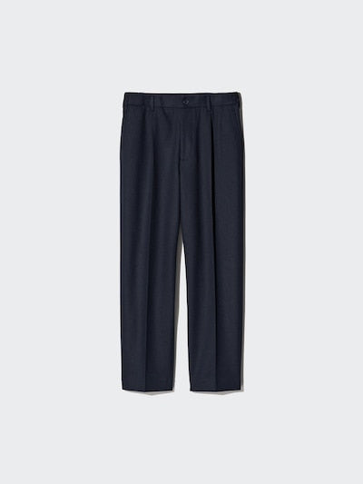 UNIQLO Pleated Wide Trousers (Brushed Jersey) - 69 NAVY