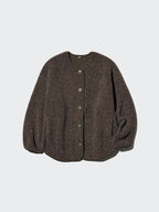 UNIQLO Pile Lined Fleece Relaxed Cardigan - 58 DARK GREEN