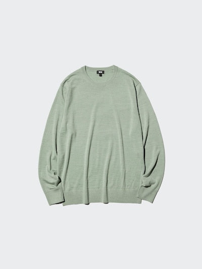 UNIQLO Men's 100% Merino Crew Neck Jumper - 53 GREEN