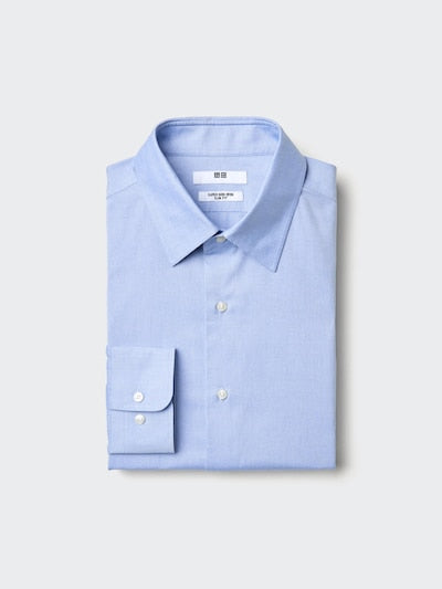 UNIQLO Men's Super Non-Iron Slim Fit Shirt (Regular Collar) - 60 LIGHT BLUE