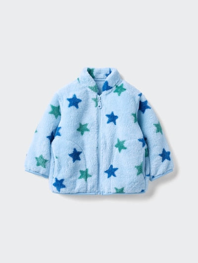 UNIQLO Babies' Toddler Fluffy Fleece Full-Zip Jacket (Printed) - 61 BLUE