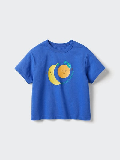 UNIQLO Babies' AIRism Cotton Crew Neck T-Shirt (Printed) - 66 BLUE
